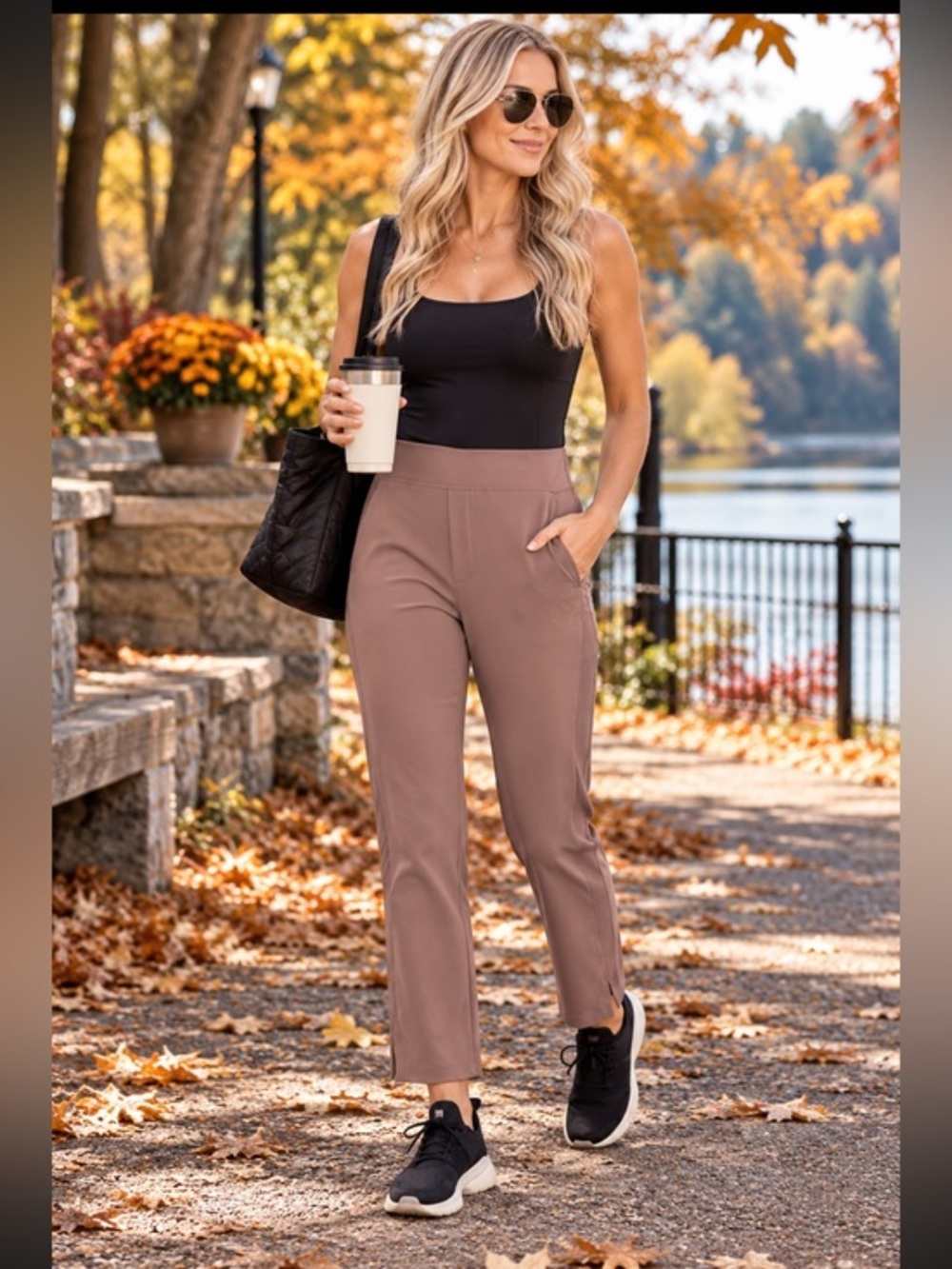 Athleta Brooklyn Mid Rise Wrinkle Resistant Stretch Ankle Pant Mineral Brown